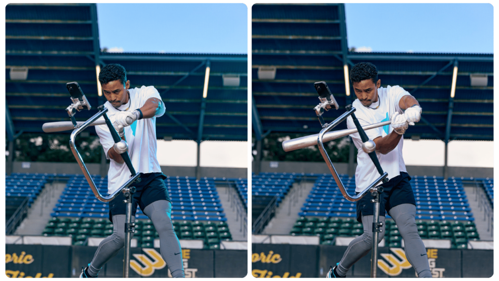 mark brooks hitting with the attack tee on the field