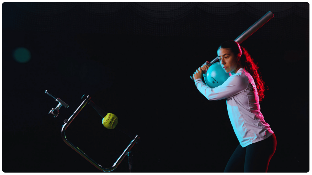 the attack tee and attack connector ball in softball action