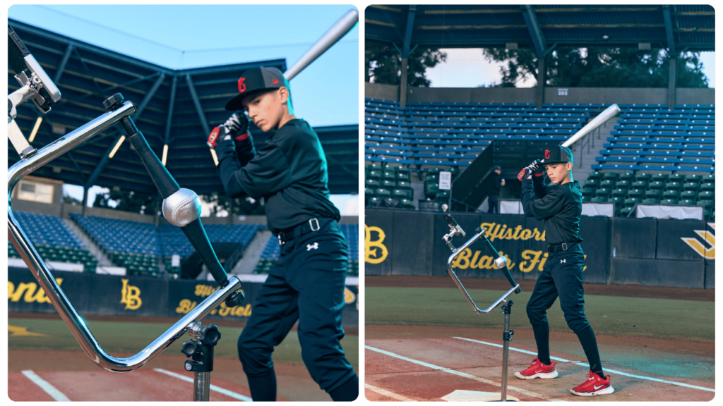 Young baseball player training with the best batting tee for 6-year-old players at Bohl Diamond, focusing on stance, timing, and proper swing mechanics.