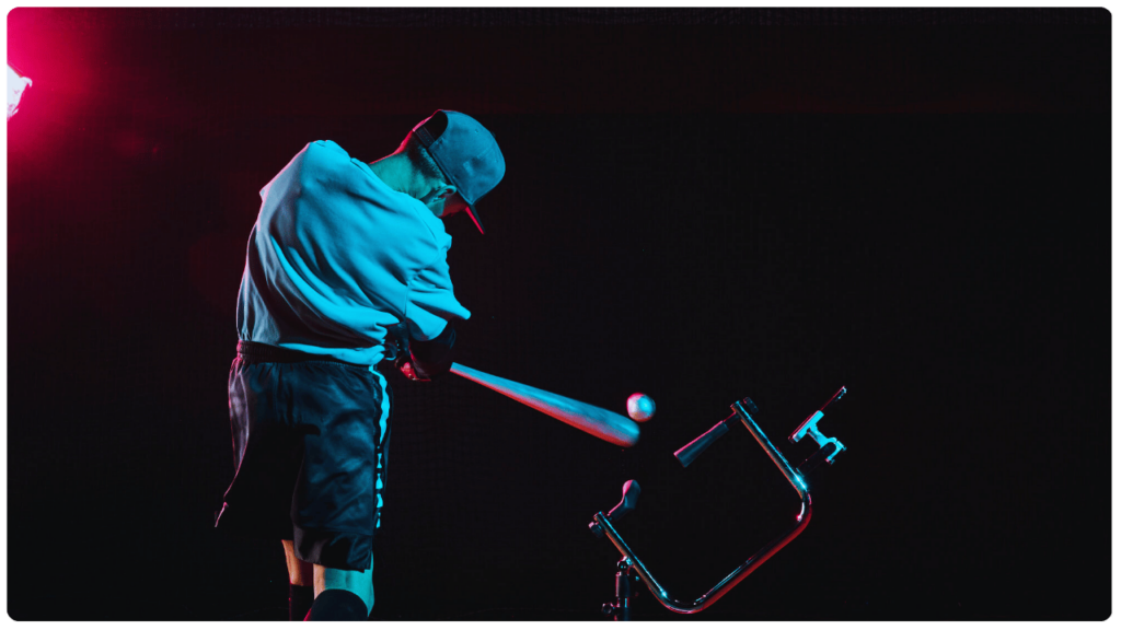 the attack tee in baseball action in the studio 333