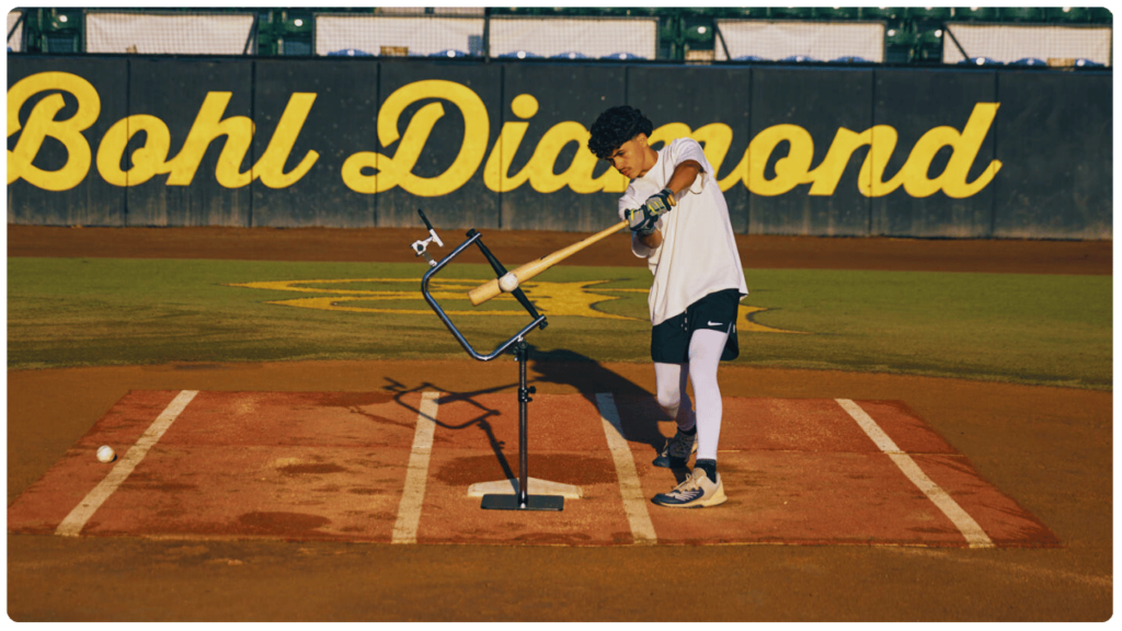 the attack tee in hitting action on the field 222