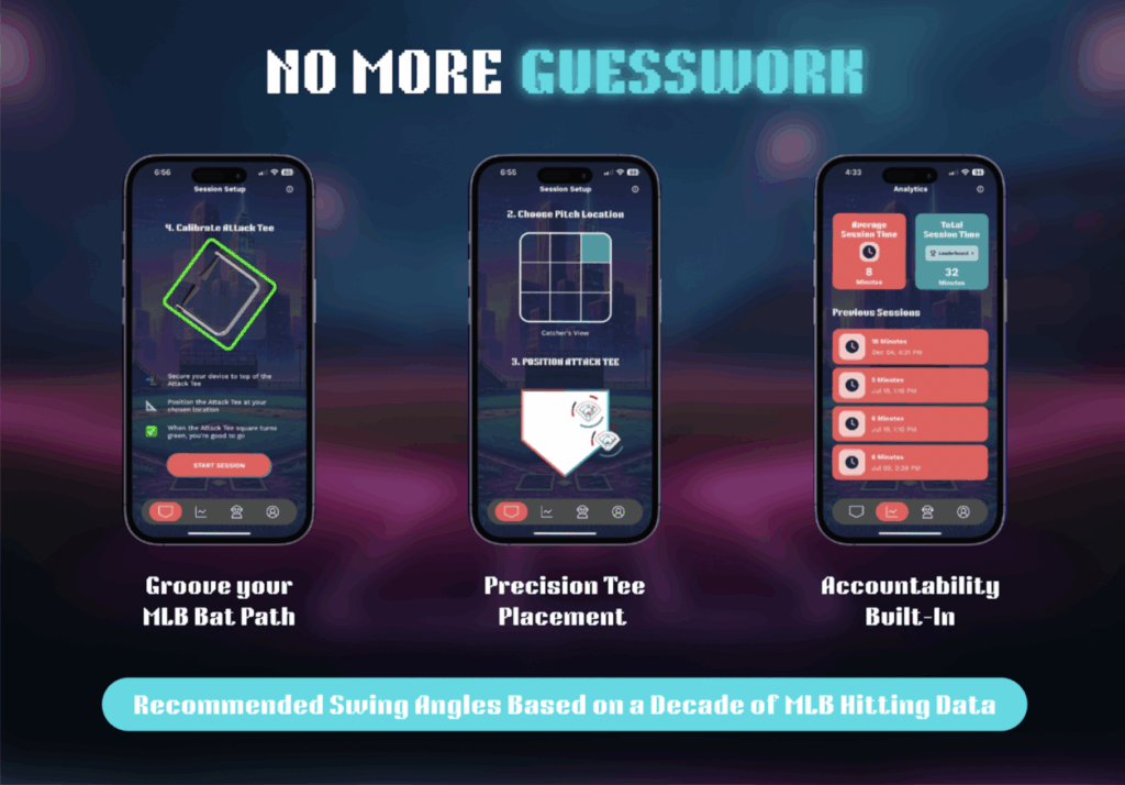 recommended swing angles from the attack tee app